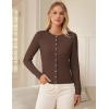 imageGRACE KARIN Womens Lightweight Fall Cardigan Long Sleeve Knit Crop Sweater Trendy Button Open Front Crewneck JacketBrown