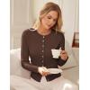 imageGRACE KARIN Womens Lightweight Fall Cardigan Long Sleeve Knit Crop Sweater Trendy Button Open Front Crewneck JacketBrown