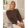 imageGRACE KARIN Womens Lightweight Fall Cardigan Long Sleeve Knit Crop Sweater Trendy Button Open Front Crewneck JacketBrown