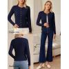 imageGRACE KARIN Womens Lightweight Fall Cardigan Long Sleeve Knit Crop Sweater Trendy Button Open Front Crewneck JacketNavy Blue
