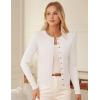 imageGRACE KARIN Womens Lightweight Fall Cardigan Long Sleeve Knit Crop Sweater Trendy Button Open Front Crewneck JacketOffwhite