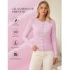 imageGRACE KARIN Womens Lightweight Fall Cardigan Long Sleeve Knit Crop Sweater Trendy Button Open Front Crewneck JacketPink