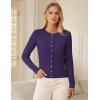 imageGRACE KARIN Womens Lightweight Fall Cardigan Long Sleeve Knit Crop Sweater Trendy Button Open Front Crewneck JacketPurple
