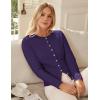 imageGRACE KARIN Womens Lightweight Fall Cardigan Long Sleeve Knit Crop Sweater Trendy Button Open Front Crewneck JacketPurple