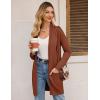 imageGRACE KARIN Womens Long Cardigan Sweater Open Front Classic Knitted Lightweight Sweater with PocketsCaramel