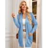 imageGRACE KARIN Womens Long Cardigan Sweater Open Front Classic Knitted Lightweight Sweater with PocketsLight Blue