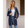 imageGRACE KARIN Womens Long Cardigan Sweater Open Front Classic Knitted Lightweight Sweater with PocketsNavy Blue