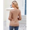 imageGRACE KARIN Womens Long Lantern Sleeve Crew Neck Crochet Top Hollow Out Fall Pullover SweaterApricot