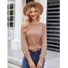 imageGRACE KARIN Womens Long Lantern Sleeve Crew Neck Crochet Top Hollow Out Fall Pullover SweaterApricot