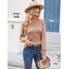 imageGRACE KARIN Womens Long Lantern Sleeve Crew Neck Crochet Top Hollow Out Fall Pullover SweaterApricot