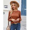 imageGRACE KARIN Womens Long Lantern Sleeve Crew Neck Crochet Top Hollow Out Fall Pullover SweaterCaramel