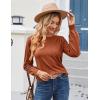 imageGRACE KARIN Womens Long Lantern Sleeve Crew Neck Crochet Top Hollow Out Fall Pullover SweaterCaramel