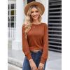 imageGRACE KARIN Womens Long Lantern Sleeve Crew Neck Crochet Top Hollow Out Fall Pullover SweaterCaramel