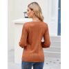 imageGRACE KARIN Womens Long Lantern Sleeve Crew Neck Crochet Top Hollow Out Fall Pullover SweaterCaramel