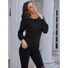 imageGRACE KARIN Womens Long Lantern Sleeve Crew Neck Crochet Top Hollow Out Fall Pullover SweaterCl0834 Black Long Sleeve