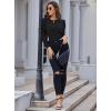 imageGRACE KARIN Womens Long Lantern Sleeve Crew Neck Crochet Top Hollow Out Fall Pullover SweaterCl0834 Black Long Sleeve