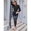 imageGRACE KARIN Womens Long Lantern Sleeve Crew Neck Crochet Top Hollow Out Fall Pullover SweaterCl0834 Black Long Sleeve