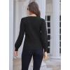 imageGRACE KARIN Womens Long Lantern Sleeve Crew Neck Crochet Top Hollow Out Fall Pullover SweaterCl0834 Black Long Sleeve