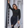 imageGRACE KARIN Womens Long Lantern Sleeve Crew Neck Crochet Top Hollow Out Fall Pullover SweaterCl0834 Black Long Sleeve