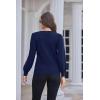 imageGRACE KARIN Womens Long Lantern Sleeve Crew Neck Crochet Top Hollow Out Fall Pullover SweaterCl0834 Dark Blue Long Sleeve