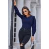 imageGRACE KARIN Womens Long Lantern Sleeve Crew Neck Crochet Top Hollow Out Fall Pullover SweaterCl0834 Dark Blue Long Sleeve