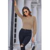imageGRACE KARIN Womens Long Lantern Sleeve Crew Neck Crochet Top Hollow Out Fall Pullover SweaterCl0834 Dark Khaki Long Sleeve
