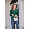 imageGRACE KARIN Womens Long Lantern Sleeve Crew Neck Crochet Top Hollow Out Fall Pullover SweaterCl0834 Green Long Sleeve