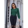 imageGRACE KARIN Womens Long Lantern Sleeve Crew Neck Crochet Top Hollow Out Fall Pullover SweaterCl0834 Green Long Sleeve