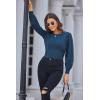 imageGRACE KARIN Womens Long Lantern Sleeve Crew Neck Crochet Top Hollow Out Fall Pullover SweaterCl0834 Navy Blue Long Sleeve