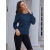 imageGRACE KARIN Womens Long Lantern Sleeve Crew Neck Crochet Top Hollow Out Fall Pullover SweaterCl0834 Navy Blue Long Sleeve