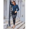 imageGRACE KARIN Womens Long Lantern Sleeve Crew Neck Crochet Top Hollow Out Fall Pullover SweaterCl0834 Navy Blue Long Sleeve