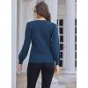 imageGRACE KARIN Womens Long Lantern Sleeve Crew Neck Crochet Top Hollow Out Fall Pullover SweaterCl0834 Navy Blue Long Sleeve