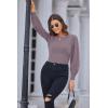 imageGRACE KARIN Womens Long Lantern Sleeve Crew Neck Crochet Top Hollow Out Fall Pullover SweaterCl0834 Purple Long Sleeve