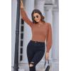 imageGRACE KARIN Womens Long Lantern Sleeve Crew Neck Crochet Top Hollow Out Fall Pullover SweaterCl0834 Red Brown Long Sleeve