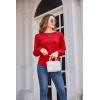 imageGRACE KARIN Womens Long Lantern Sleeve Crew Neck Crochet Top Hollow Out Fall Pullover SweaterCl0834 Red Long Sleeve