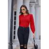 imageGRACE KARIN Womens Long Lantern Sleeve Crew Neck Crochet Top Hollow Out Fall Pullover SweaterCl0834 Red Long Sleeve