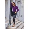 imageGRACE KARIN Womens Long Lantern Sleeve Crew Neck Crochet Top Hollow Out Fall Pullover SweaterDark Purple