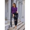 imageGRACE KARIN Womens Long Lantern Sleeve Crew Neck Crochet Top Hollow Out Fall Pullover SweaterDark Purple