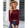 imageGRACE KARIN Womens Long Lantern Sleeve Crew Neck Crochet Top Hollow Out Fall Pullover SweaterDark Wine Red