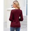 imageGRACE KARIN Womens Long Lantern Sleeve Crew Neck Crochet Top Hollow Out Fall Pullover SweaterDark Wine Red