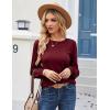 imageGRACE KARIN Womens Long Lantern Sleeve Crew Neck Crochet Top Hollow Out Fall Pullover SweaterDark Wine Red