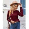 imageGRACE KARIN Womens Long Lantern Sleeve Crew Neck Crochet Top Hollow Out Fall Pullover SweaterDark Wine Red