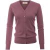 imageGRACE KARIN Womens Long Sleeve Button Down Sweater Classic VNeck Knit CardiganGray Pink