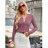 imageGRACE KARIN Womens Long Sleeve Button Down Sweater Classic VNeck Knit CardiganGray Pink