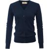imageGRACE KARIN Womens Long Sleeve Button Down Sweater Classic VNeck Knit CardiganNavy Blue