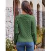 imageGRACE KARIN Womens Long Sleeve Button Up Cable Knit Cardigan Lightweight 2025 Crewneck Button Down Sweaters for WomenArmy Green
