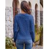 imageGRACE KARIN Womens Long Sleeve Button Up Cable Knit Cardigan Lightweight 2025 Crewneck Button Down Sweaters for WomenDenim Blue