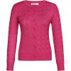 imageGRACE KARIN Womens Long Sleeve Button Up Cable Knit Cardigan Lightweight 2025 Crewneck Button Down Sweaters for WomenHot Pink