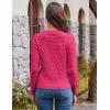 imageGRACE KARIN Womens Long Sleeve Button Up Cable Knit Cardigan Lightweight 2025 Crewneck Button Down Sweaters for WomenHot Pink