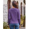 imageGRACE KARIN Womens Long Sleeve Button Up Cable Knit Cardigan Lightweight 2025 Crewneck Button Down Sweaters for WomenMidpurple